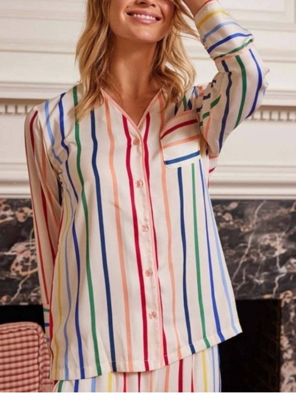 Summersalt The Home Edit Cloud 9 Silky PJ Set Rainbow Stripe Size M - Picture 3 of 9